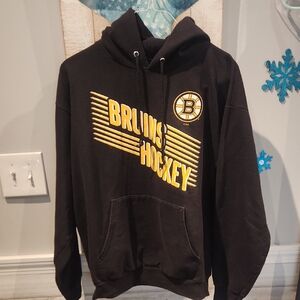 NHL Boston Bruins Hockey Men's Sz L Black and Gold Hoodie w/front Pouch